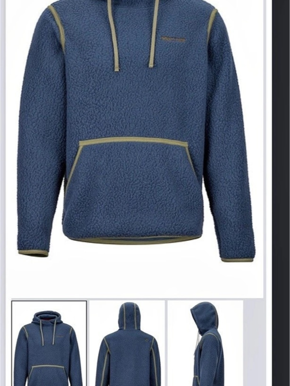 Marmot Lost Corner Hoody Fleece Pullover Hoodie in Blue Size Large